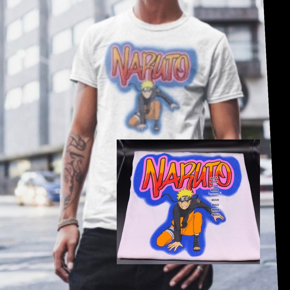 NEW Anime Naruto 20th Anniversary Graffiti T-Shirt Medium